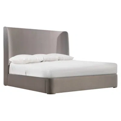 Bernhardt Puro Upholstered Wingback Bed In Smoke
