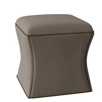 Bernhardt Roscoe 20" Cocktail Ottoman In Brass,light Grey Leather 202-010