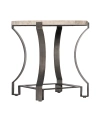 Bernhardt Interiors Sayers Side Table In White Travertine,bronze Finish Base