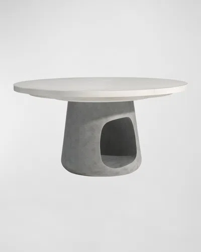 Bernhardt Sereno Round Dining Table With 20" Leaf In Gray