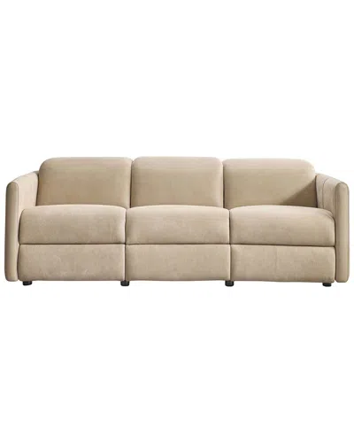 Bernhardt Sierra Leather Power Motion Sofa In Neutral