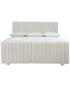 Bernhardt Silhouette Channel Upholstered Panel Bed In Silver