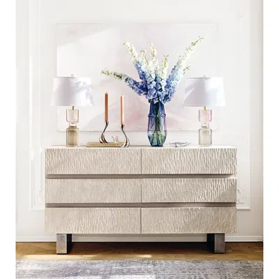 Bernhardt Solaria 6-drawer Dresser In White/silver
