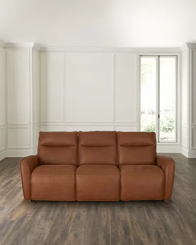 Bernhardt Sorrento Power Motion Leather Sofa - 90" In Brown