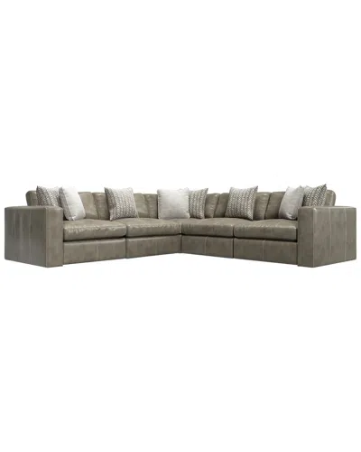 Bernhardt Stafford Leather Sectional In Gray