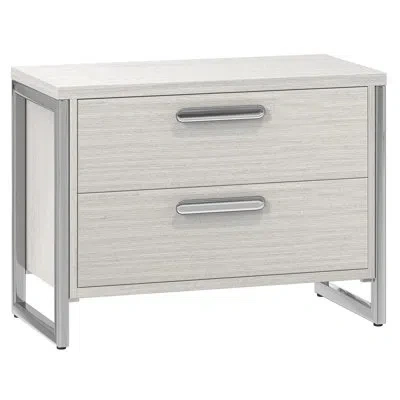 Bernhardt Stratum 2 - Drawer Metal Nightstand In Mist/polished Nickel In Mist,polished Nickel