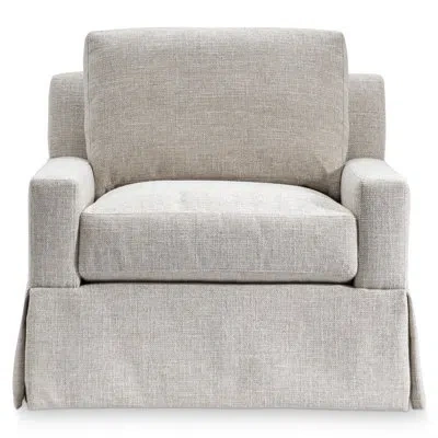 Bernhardt Sutton Fabric Swivel Chair In White;cream
