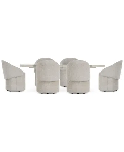 Bernhardt Tempo 7-pc. Set (rectangular Table & 6 Caster Chairs) In Neutral