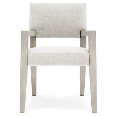 Bernhardt Tempo Polyester Armchair Dining Chair In Beige Wood