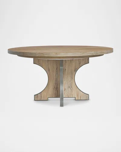 Bernhardt Tribeca 60" Round Dining Table With 1 Leaf In Brown