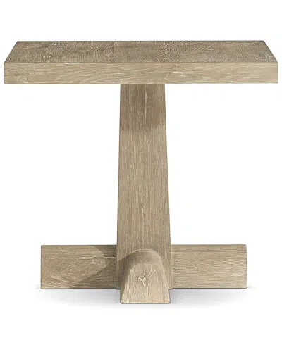 Bernhardt Tribeca Side Table With Pedestal Base In Brown
