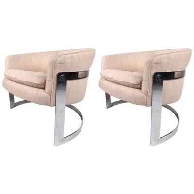 Pre-owned Bernhardt Tufted Club Chairs By  In Sand