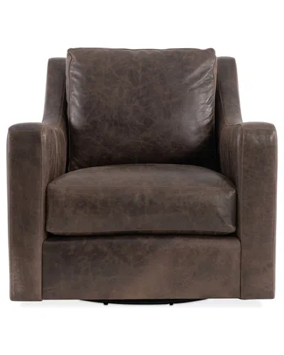 Bernhardt Ventura Leather Swivel Chair In Brown