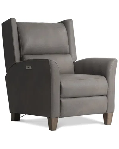 Bernhardt Weller Leather Power Motion Chair In Gray