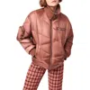 Bernie Abstract Quilted Short Puffer Jacket In Brown