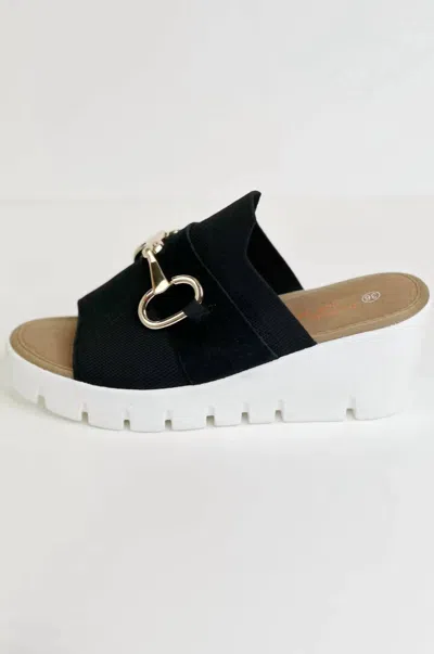 Bernie Mev Women's Buckle Wedge Sandal In Black Buckle In Pattern