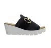 Bernie Mev Women's Venti Buckle Wedge Sandal In Black In Black