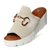 Bernie Mev Women's Venti Buckle Wedge Sandals In Nude In Brown