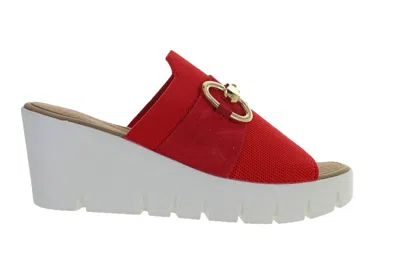 Bernie Mev Women's Venti Buckle Wedge Sandals In Red