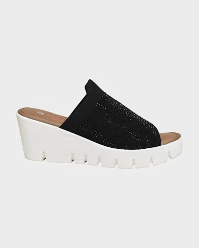 Bernie Mev Women's Venti Crystals Slip On Sandal In Black/cream