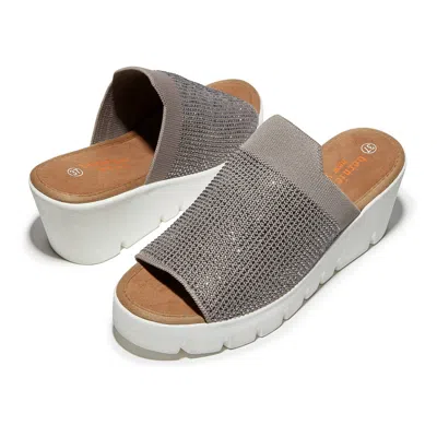 Bernie Mev Women's Venti Crystals Slip On Sandal In Smoke/cream