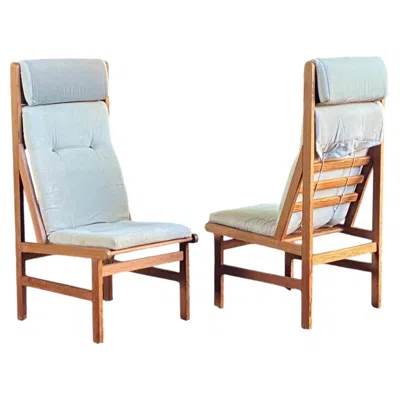 Pre-owned Bernt Petersen Pair Of 1960's Danish Pine High Back  "rag" Side - Dining Chairs In Brown