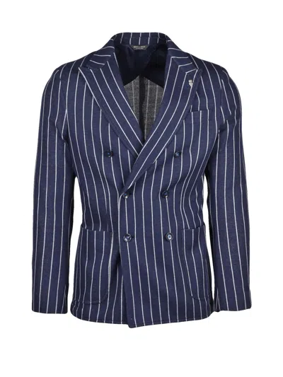 Berry & Brian Blue Cotton Polyester Men Blazer Jacket