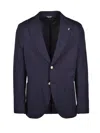 Berry & Brian Blue Rounded Viscose Polyamide Elastane Blazer Jacket In Black
