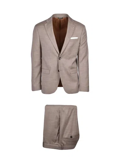 Berry & Brian Brown Polyester Viscose Elastane Men Suit