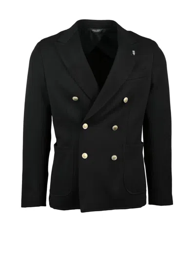Berry & Brian Double-breasted Jacket With Wide Lapels And Button Closure In Black