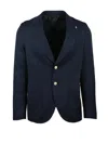 Berry & Brian Fitted Jacket With Deep Lapel Collar And Button Closure In Blue