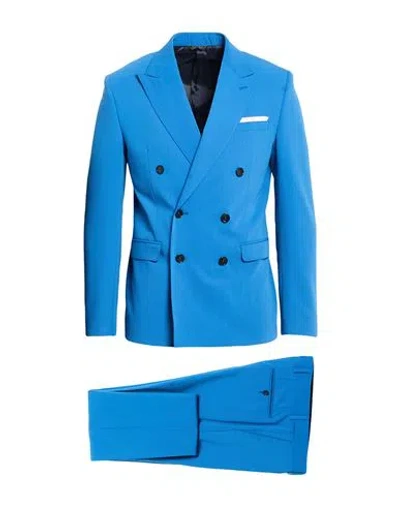 Berry & Brian Man Suit Azure Size 36 Polyester, Viscose, Elastane In Blue