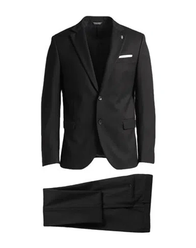 Berry & Brian Man Suit Black Size 38 Polyester, Viscose, Elastane