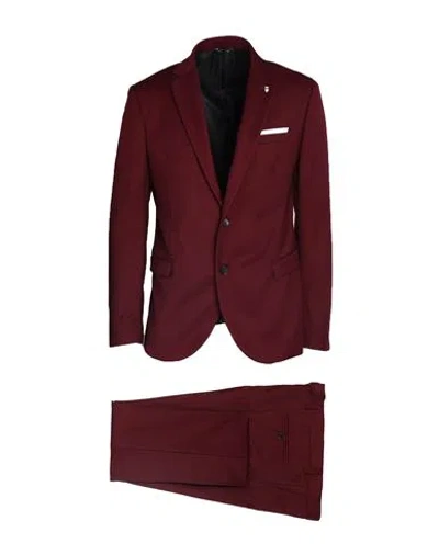 Berry & Brian Man Suit Burgundy Size 42 Polyester, Viscose, Elastane In Red