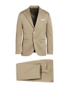 Berry & Brian Man Suit Khaki Size 38 Polyester, Elastane, Viscose In Nude