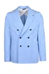 Berry & Brian Unlined Double-breasted Jacket - Light Blue In Blue