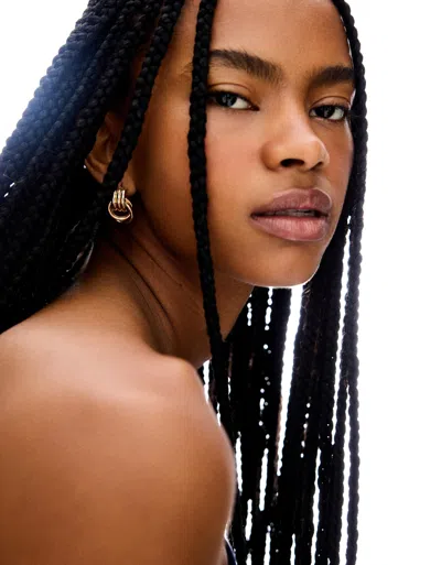 Bershka 2-pack Of Earrings In Gold