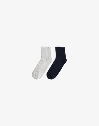 Bershka 2-pack Of Lettuce-edge Socks In Multi