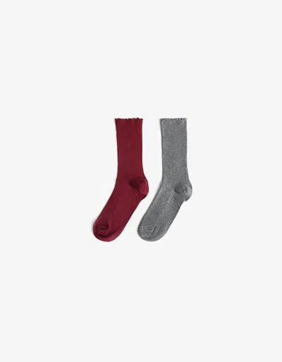 Bershka 2-pack Of Lettuce-edge Viscose Socks In Multi