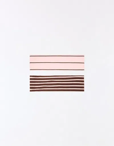 Bershka 2-pack Of Printed Fur Headbands In Pink