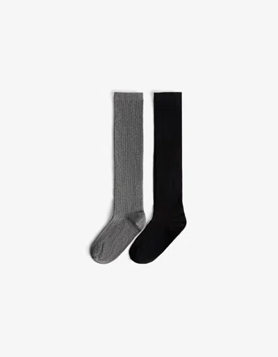 Bershka 2-pack Of Ribbed Socks In Black
