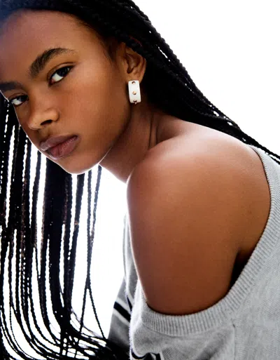 Bershka 2-pack Of Studded Earrings In White