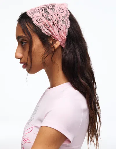 Bershka 2-pack Of Lace Hair Bands In Purple