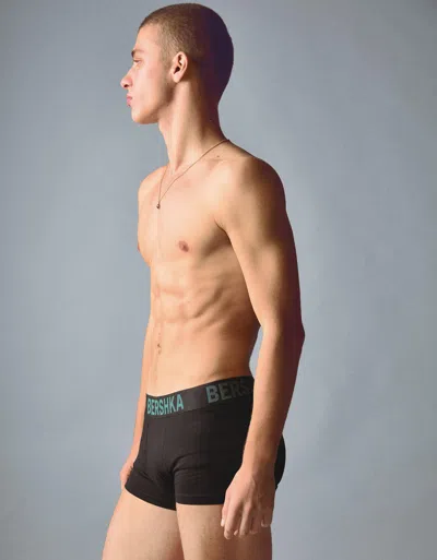 Bershka 3-pack Of Boxers With Printed Waistband In Black