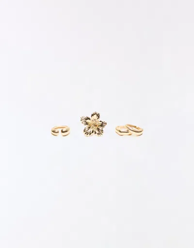 Bershka 3-pack Of Rings In Gold