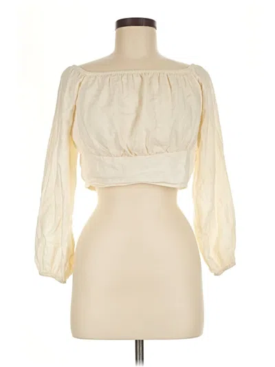 Pre-owned Bershka 3/4 Sleeve Blouse In Ivory