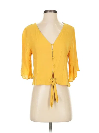 Pre-owned Bershka 3/4 Sleeve Blouse In Yellow