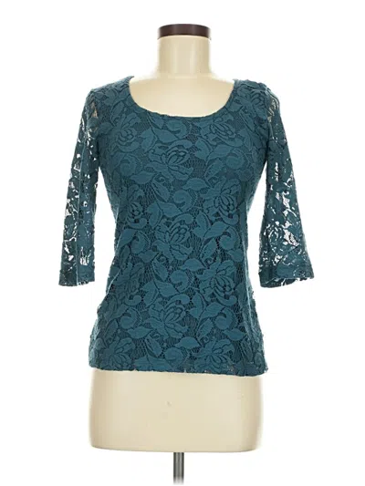 Pre-owned Bershka 3/4 Sleeve Top Teal Sweetheart Neckline Tops