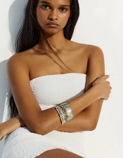 Bershka 3-pack Of Boho Bracelets In Silver