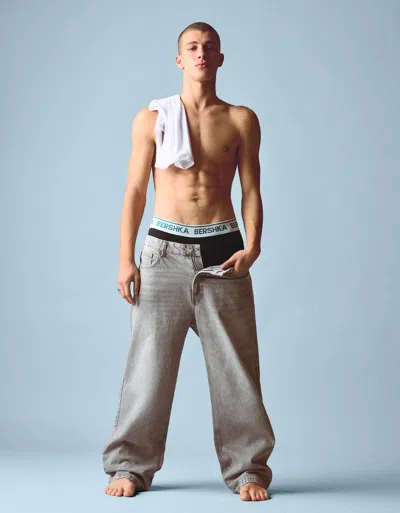 Bershka 3-pack Of Boxers With Printed Waistband In Purple